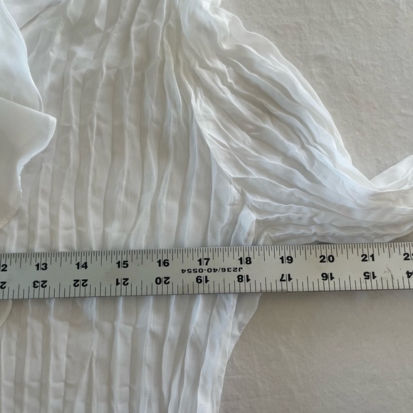 STYLE & CO white collarless vneck ruffle flare sleeve | 12P COQUETTE ROMANTIC - Picture 7 of 12